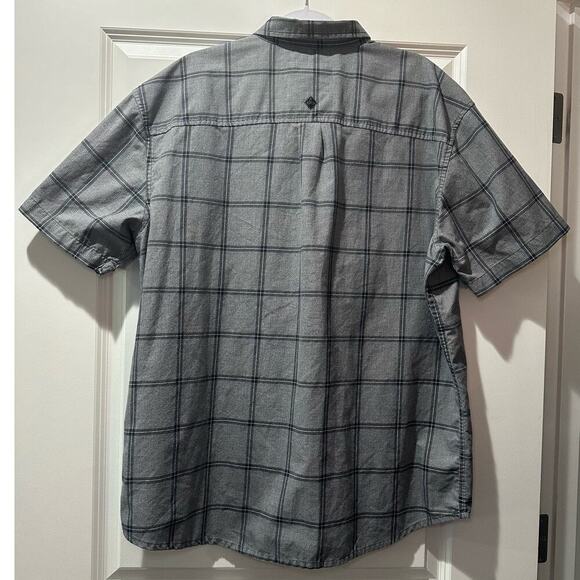 Prana | Size: XXL | Organic‎ Cotton short sleeve button front shirt plaid gray - Picture 2 of 7